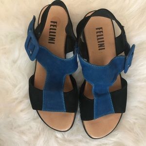 FELLINI Colorblock Sandals Velcro Buckle SIZE 7
